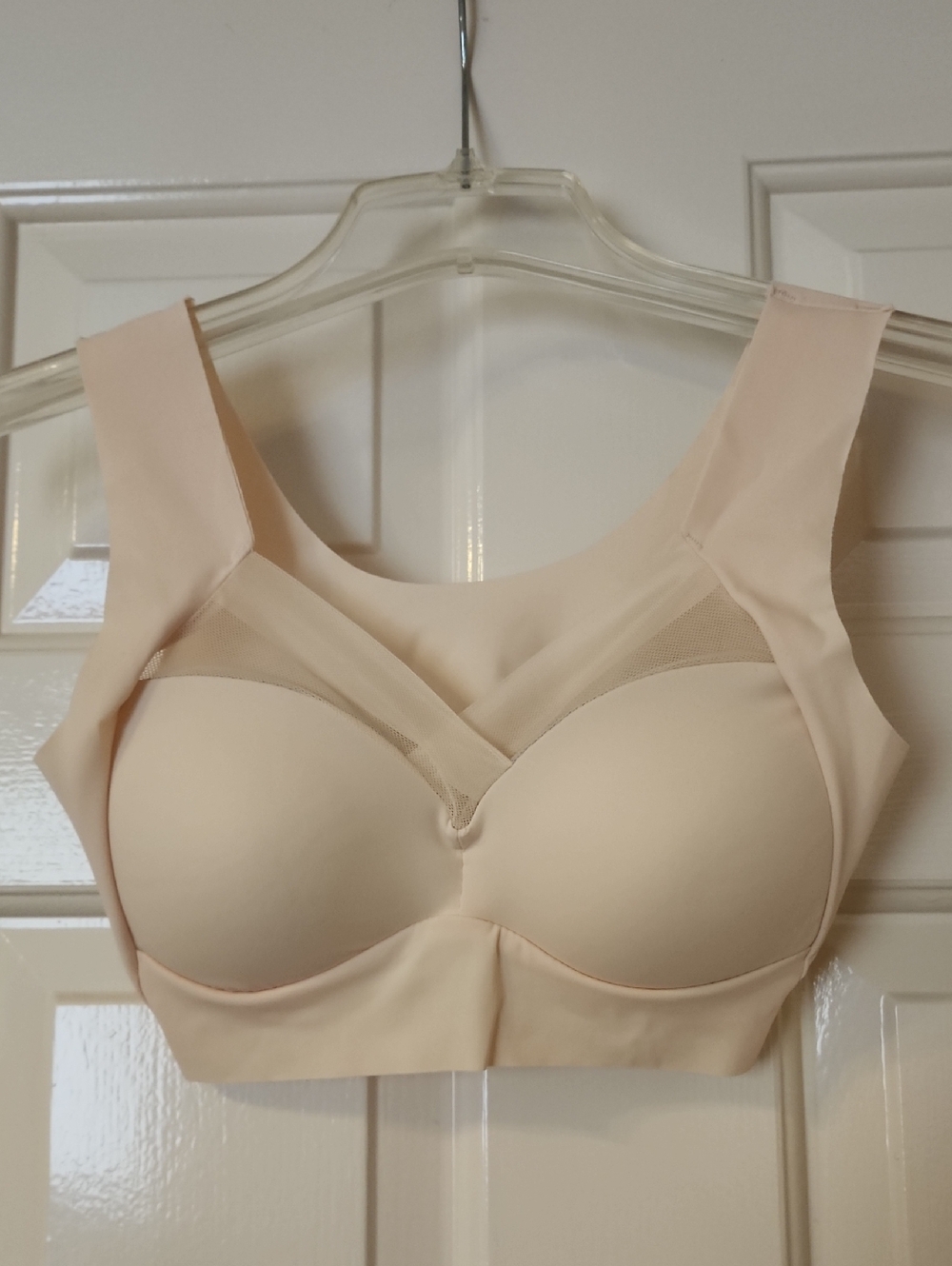 Everyday Comfort Wireless Beige Support Bra with Mesh Detail